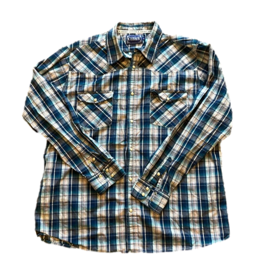 Cowboy Hardware Men’s XL Blue Plaid Western Shirt